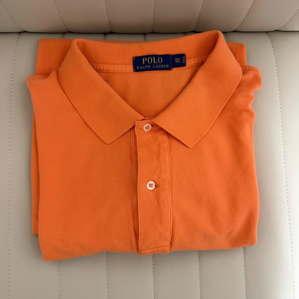 Polo Ralph Lauren Mens 3XLT Orange Pique Cotton Short Sleeve Polo Shirt Big Tall